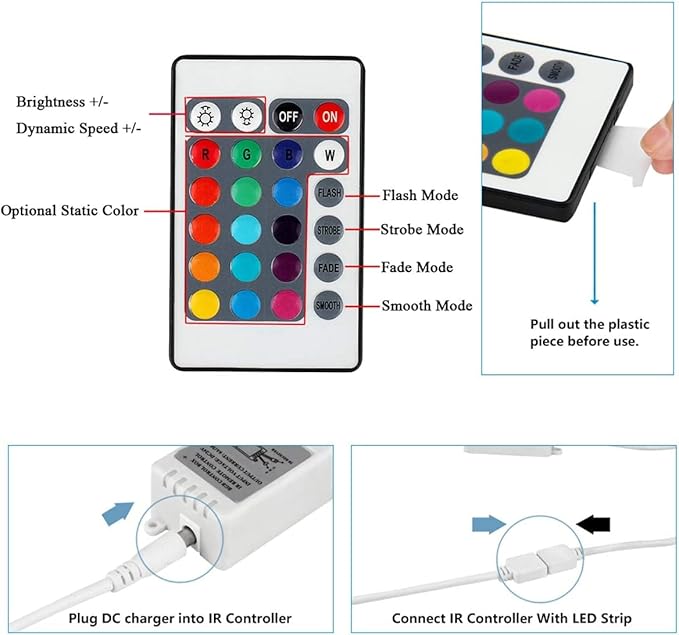 4 Key IR Remote Controller DC 12V 6A RGB LED Strip Light Dimmer Box for SMD 3528 5050 Lights