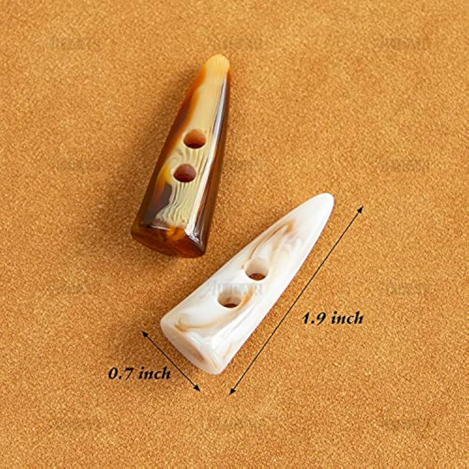 , 40 Pack Resin Toggle Buttons 2 X 4 Inch Two Holes Horn Tooth Shape R