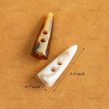 , 40 Pack Resin Toggle Buttons 2 X 4 Inch Two Holes Horn Tooth Shape R