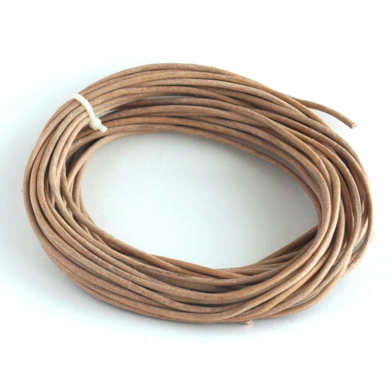 4 Mm Braided Natural Clear Varnished Leather Cord, 5 Meters Length