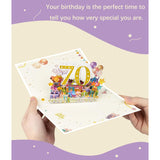 70Th Birthday Pop Up Card For Women And Men – 3D Sparkling Gold 70 With Balloons, Milestone Birthday Greeting Card With Envelope And Blank Note