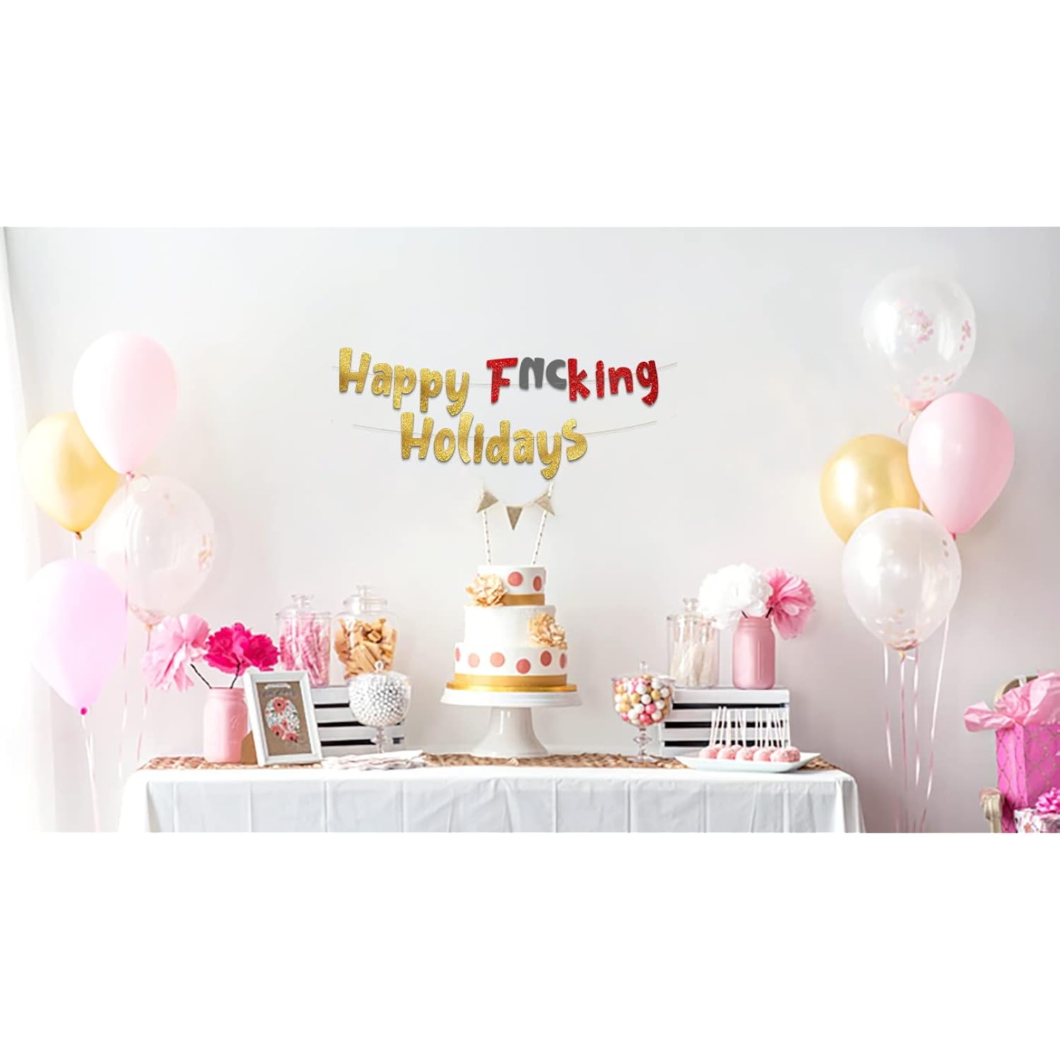 Happy Holidays Gold Glitter Banner – Funny Christmas, Thanksgiving, New Years, 4Th Of July, Memorial Day, Labor Day, Party Supplies, Gifts And Decorations