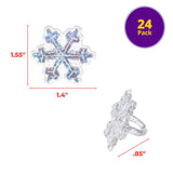 Snowflake Rings, Sparkly Glitter Cupcake Decorations, Snow Cupcake Toppers For Festive Christmas, New Year, And Winter Treats, Food Safe & Ready To Use – 24 Pack