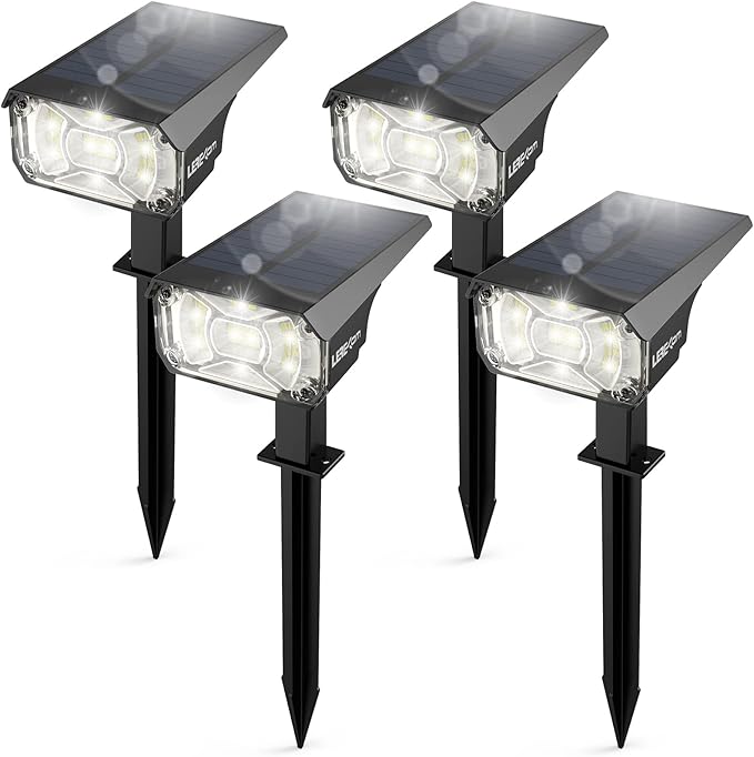 4 Pack 40 LED Solar Spot Lights IP65 Waterproof USB & Solar Powered Landscape Lights