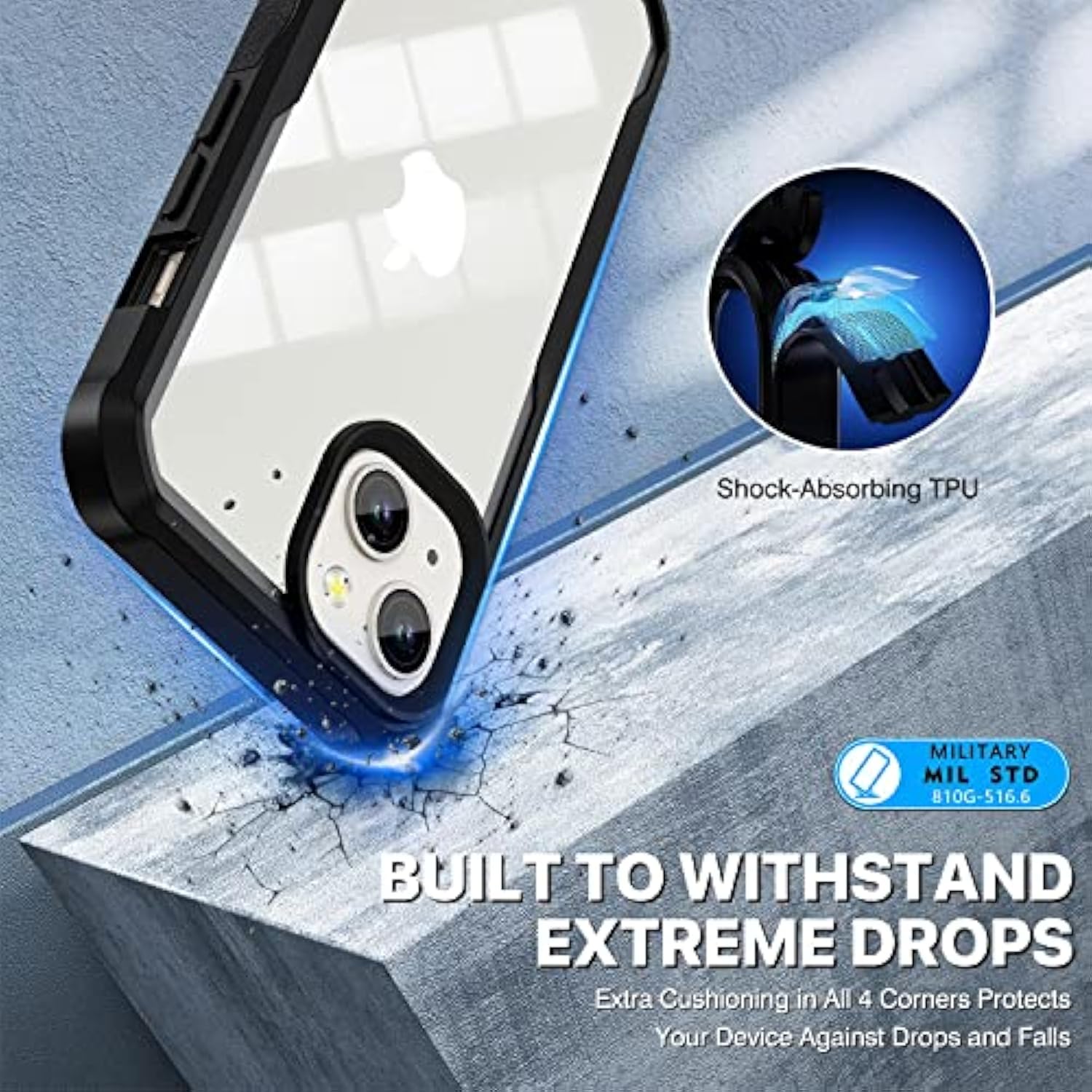 For Iphone 14 Case/Iphone 13 Case, Privacy Phone Cover With Built-In Anti Peep Tempered Glass Privacy Screen Protector And Camera Lens Protective Full Body Shockproof Clear Bumper - Black