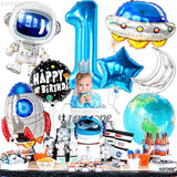 , Big Space Balloons First Birthday Set - 40 Inch, Pack Of 8 | First Trip Around The Sun Balloons, Number 1 Balloon | Blue Space Birthday Balloons For First Trip Around The Sun Decorations