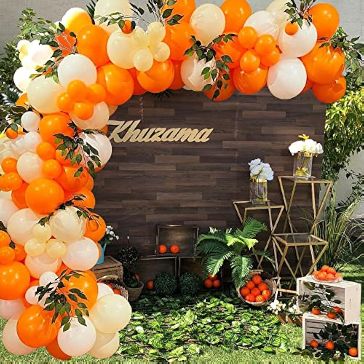 Orange Yellow White Balloon Arch Kit: Baby Shower Party Decor