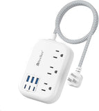 2FT Travel Power Strip 3 Outlets 6 USB Ports 3 USB C 24W Flat Plug