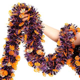 33Ft Halloween Glitter Tinsel Garland with Pumpkins in Orange Black Purple