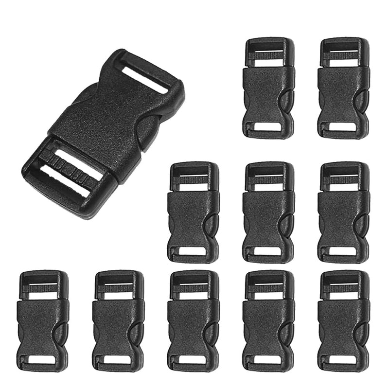 10Pcs 1/2"(12.5Mm) Side Release Buckles Plastic Black Quick Adjustable Buckle