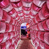 Hot Magenta Pink Foil Balloons Square Backdrop & Tunnel Arch Garland Kit