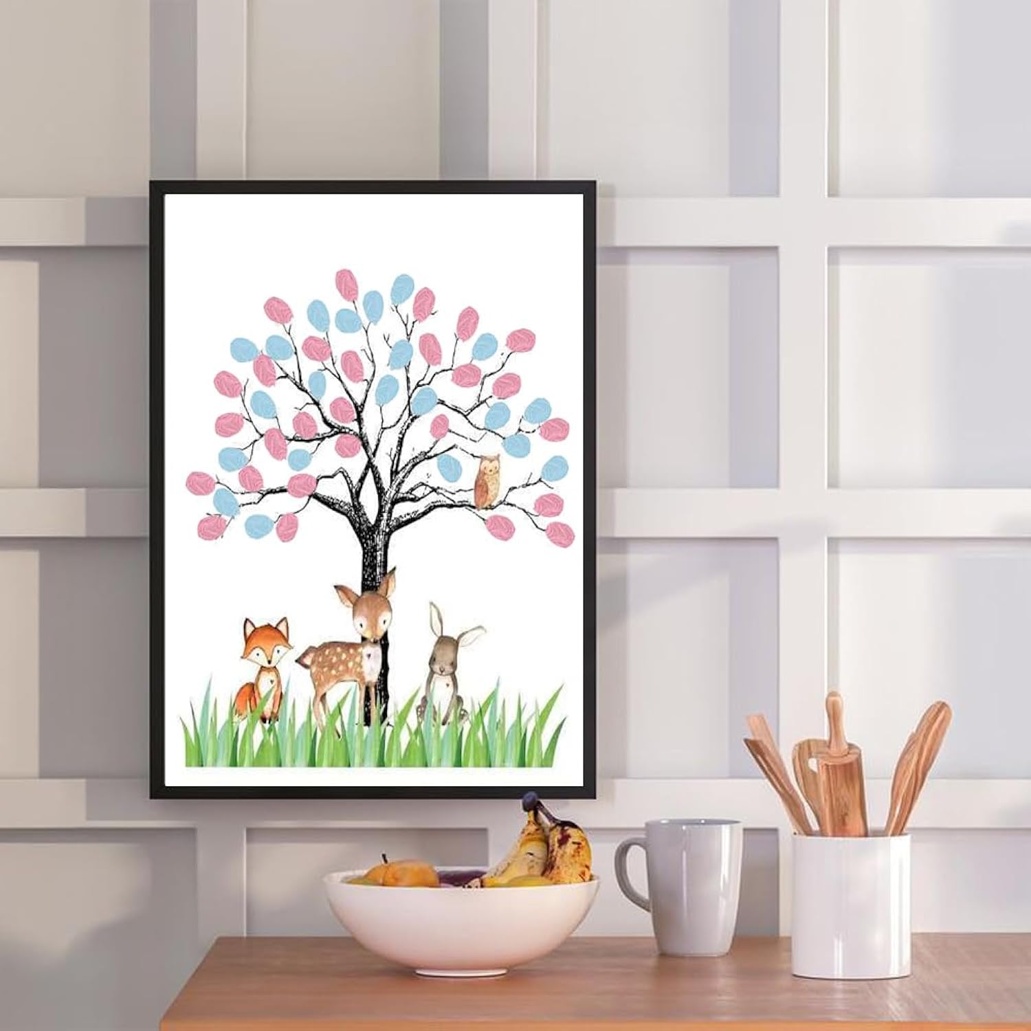 Gender Reveal Fingerprint Tree Canvas, Funny Baby Shower Guest Book Party Game, Gender Reveal Baby Shower Party Ideas, Gender Reveal Keepsake (Color4)