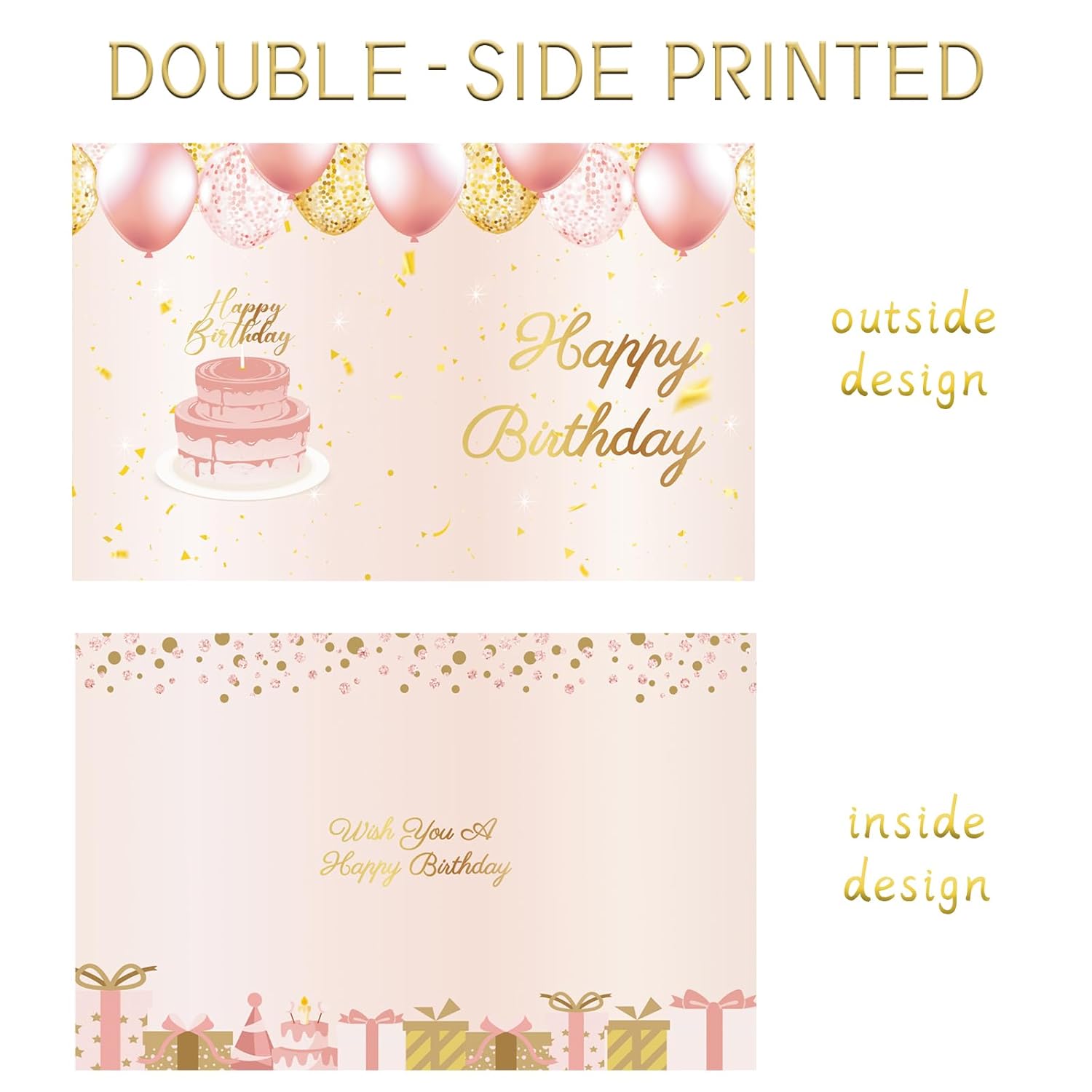 Jumbo Birthday Card With Envelope, 22 X 14 Inch Pink Gaint Greeting Card For Women, Extra Large Happy Birthday Guest Book, Oversize Birthday Party Signs Decorations Supplies For Girls Mother Daughter