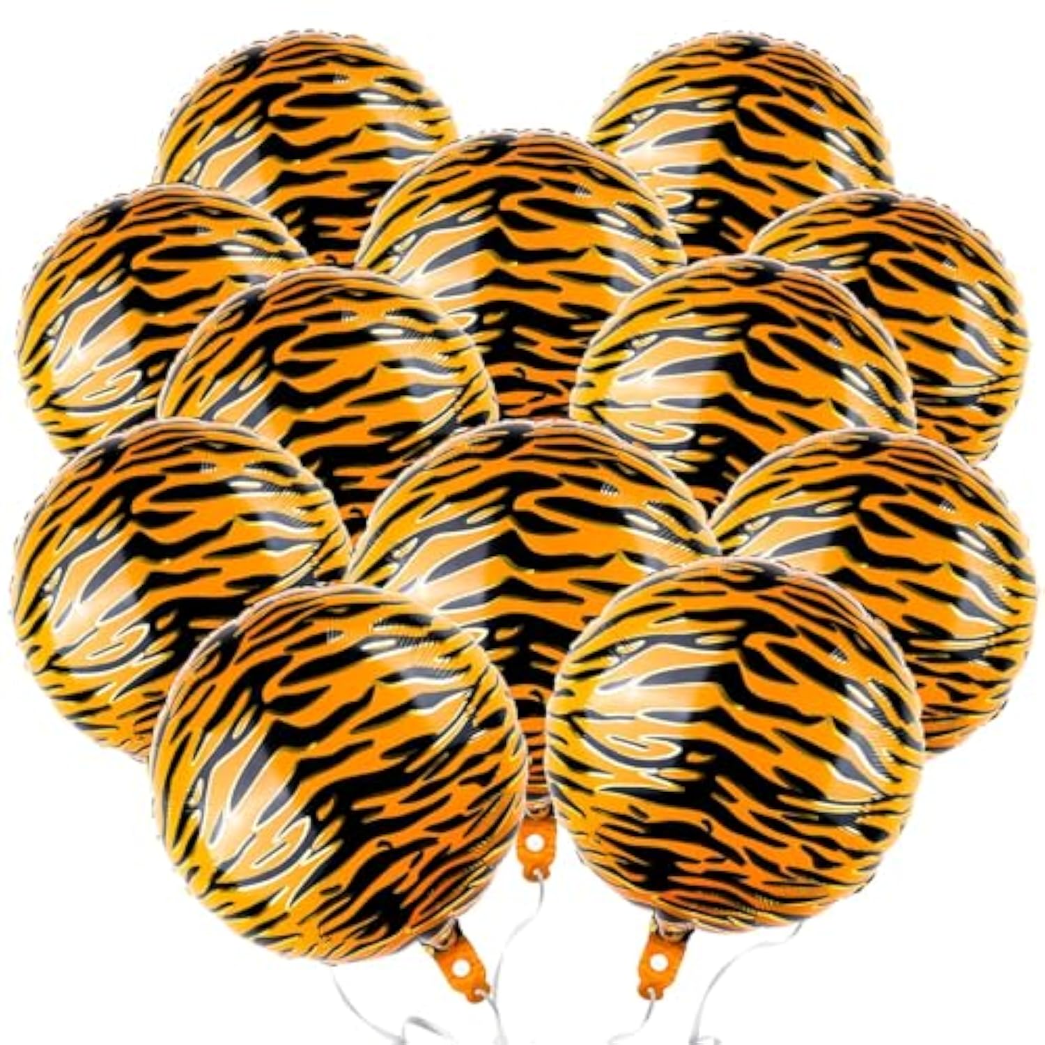 12 Pcs 18 Inch Tiger Print Aluminum Foil Balloons For Zoo Themed Jungle Safari Birthday Decorations (Animal Wildlife)