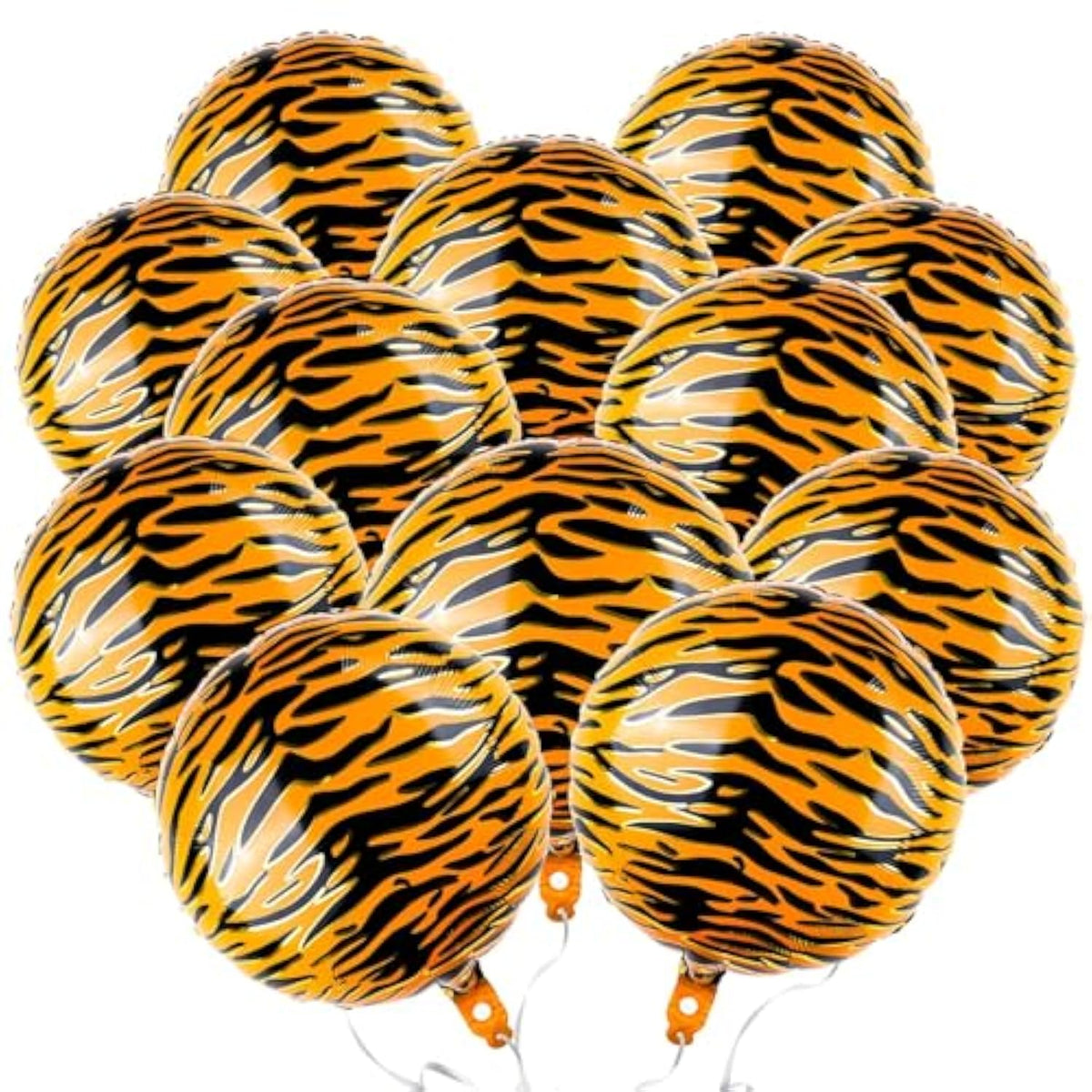 12 Pcs 18 Inch Tiger Print Aluminum Foil Balloons For Zoo Themed Jungle Safari Birthday Decorations (Animal Wildlife)