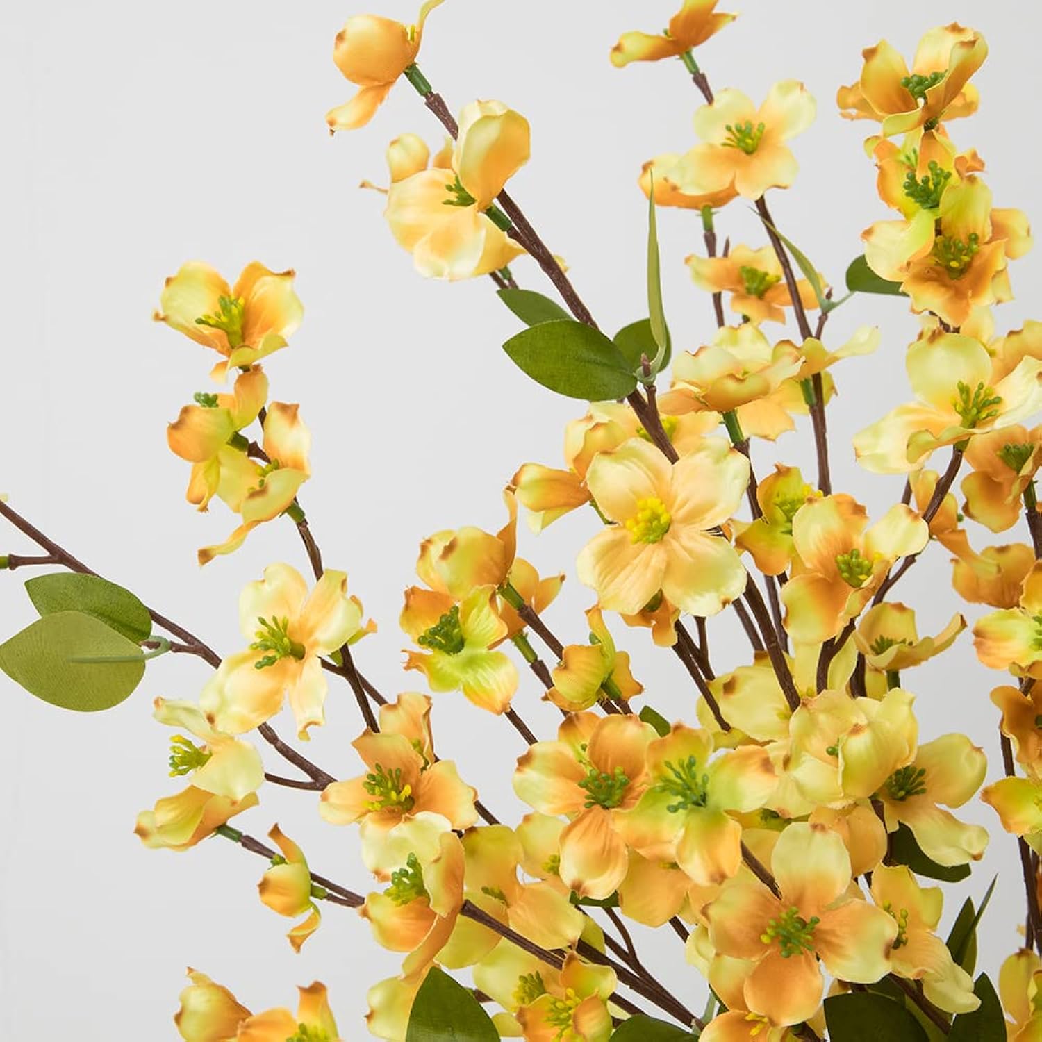 Artificial Flowers Blossom Stems Dogwood Silk Flowers Fake Cornus Bush For Home Decoration Table Centerpieces, 8 Pcs (Champagne)
