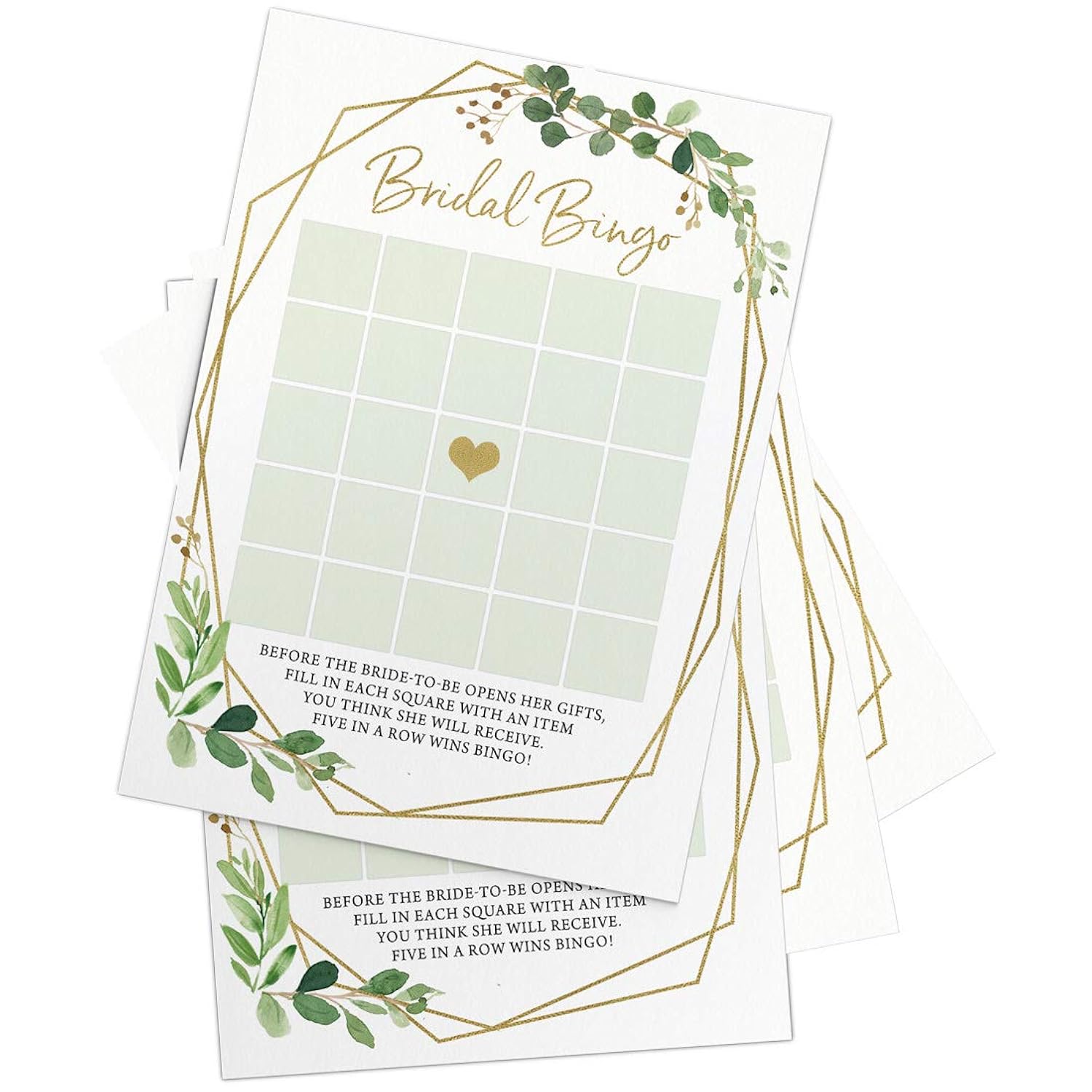 Bridal Shower Games – Bingo Game With Blank Squares To Guess The Bride’S Gifts, Fun Wedding Shower Activity, Botanical Greenery Theme, 50 Guests