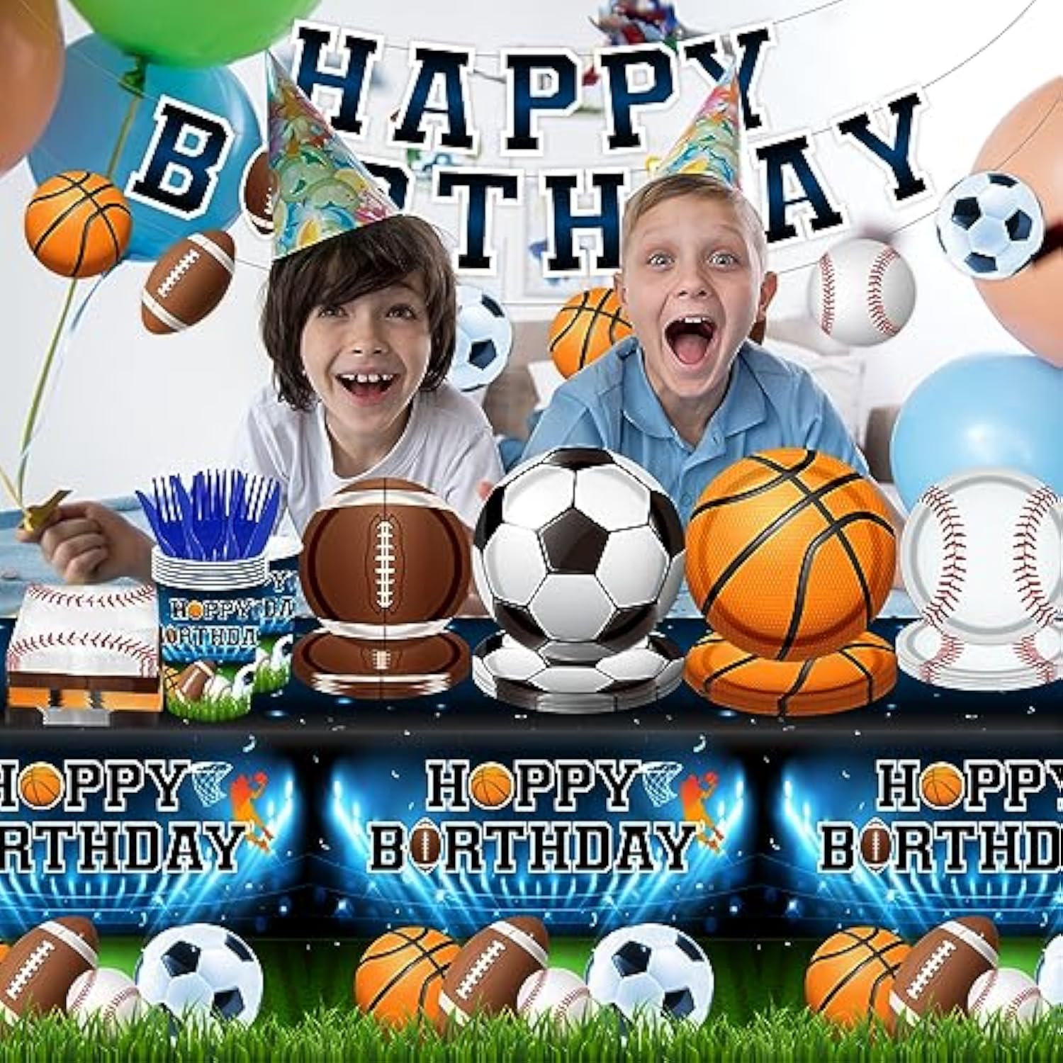 Sports Party Supplies for 20 – 142PCS All-Star Theme Plates, Napkins & Tableware Set