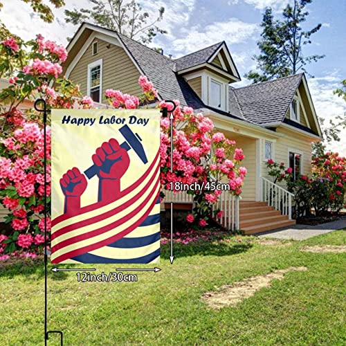 Happy Labor Day Celebrate Garden Yard Double Sided Vertical Flag 12 X 18 inch Indoors Outdoors Perfect Decoration