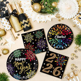 2026 New Year Disposable Tableware Set 150pcs Plates and Napkins for 50
