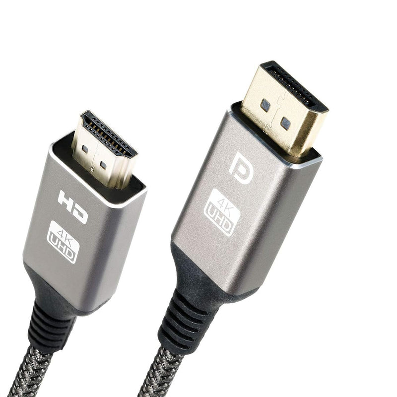 Displayport To Hdmi Cable, Nylon Braided Uni-Directional 4K Uhd Hd High-Speed