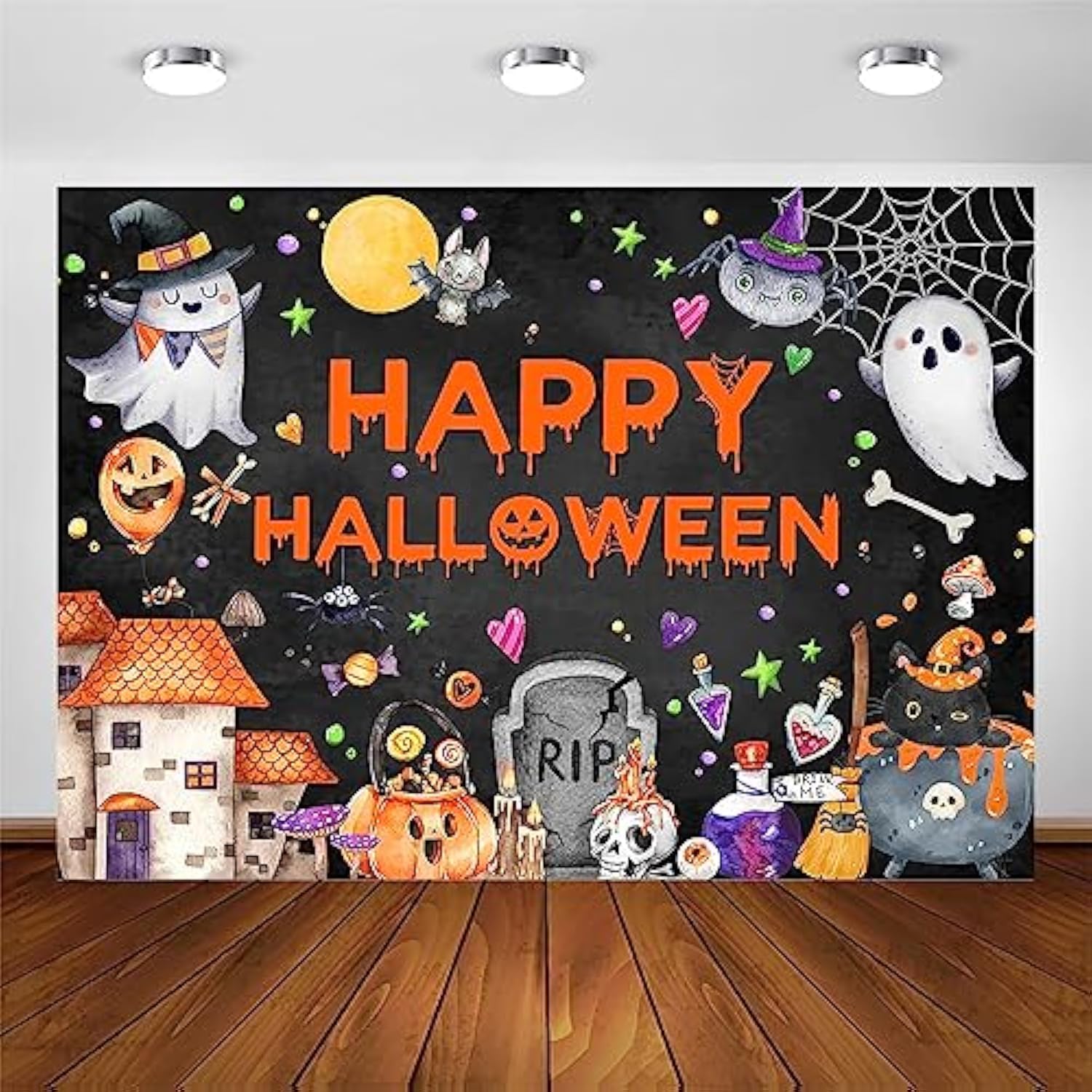 Happy Halloween Backdrop 7x5ft Trick or Treat Banner Party Decoration Photoshoot Background