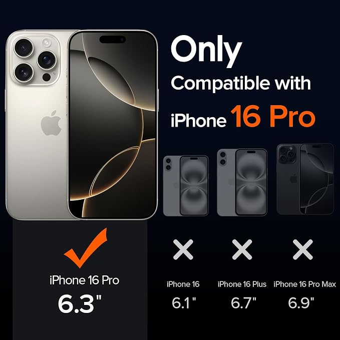 3 in 1 Case for iPhone 16 Pro 6.3 Inch Titanium Gray Protective Cover