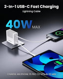 40W Retractable iPhone Charger with 33.5IN Lightning Cable USB C Fast Charging Block