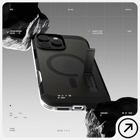 Tough Armor MagFit Case for Apple iPhone 16 Pro Frost Black with Tactile Camera Control Button