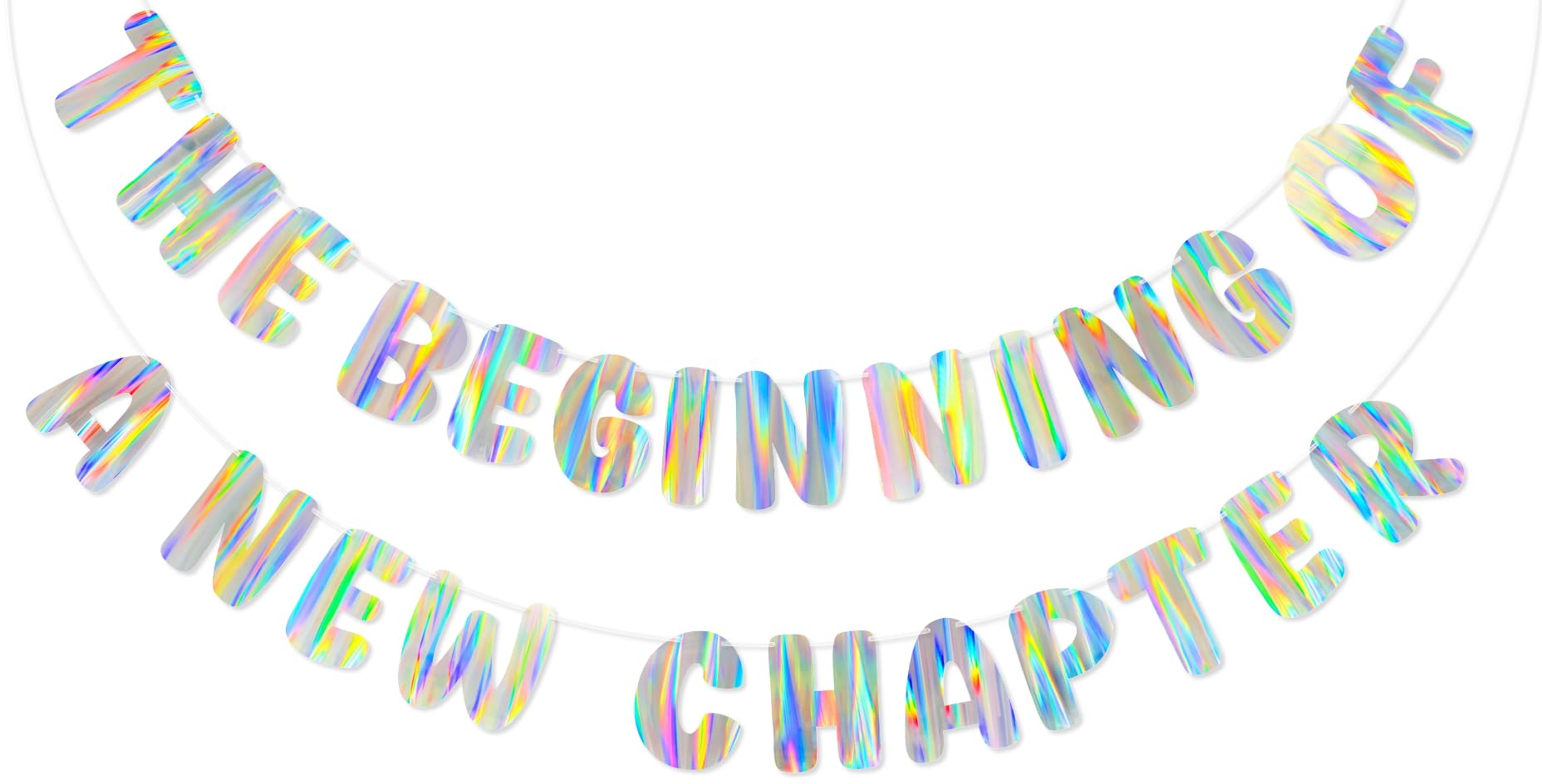 Iridescent The Beginning of a New Chapter Banner, Pre-Strung Party Decor