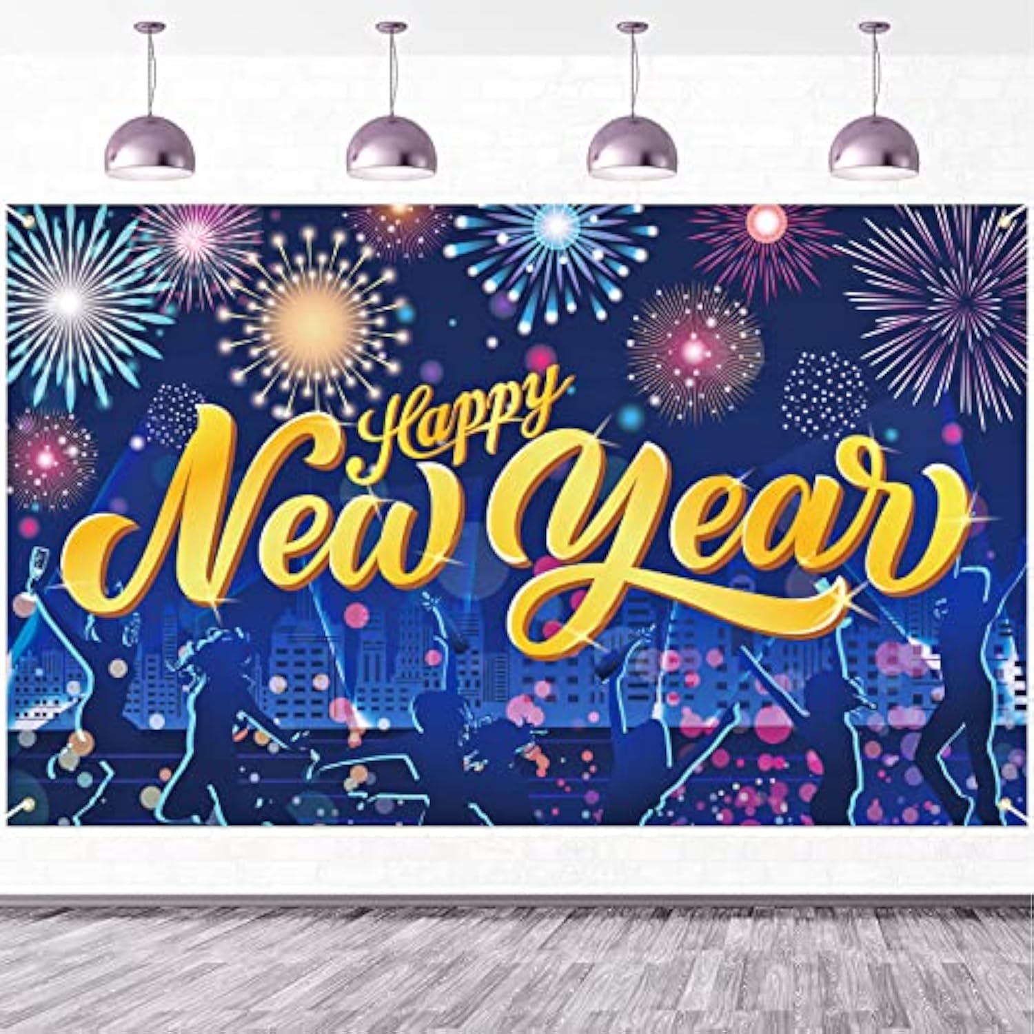Large Fabric Happy New Year 2025 Backdrop Banner for Party Decorations