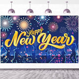 Large Fabric Happy New Year 2025 Backdrop Banner for Party Decorations