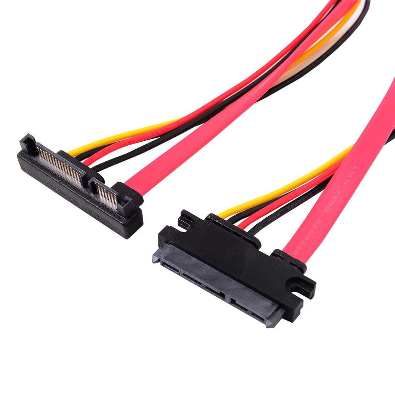 cablecc Down Angled SATA III 3.0 7+15 22 Pin SATA Male to Female Data Power Ex