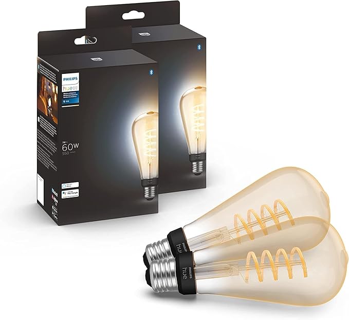ST23 Smart Filament LED Bulb 2 Pack White Ambiance E26 Warm to Cool White Hue Compatible