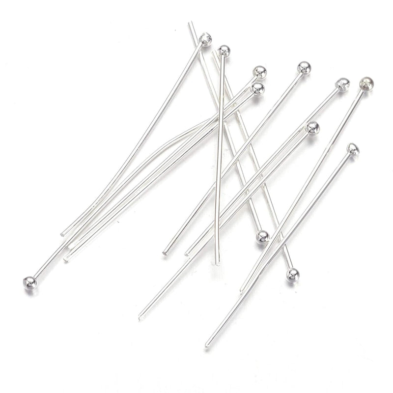 115Pcs 70Mm Silver Ball Head Pins Round Ball Point Brass Wire Needle Headpins