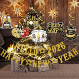 Gold Glitter Hello 2026 Happy New Year Banner for Party Decor