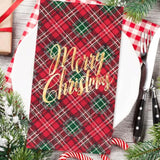100Pcs Christmas Guest Napkin Red Green Plaid Disposable Paper Napkin Foil Gold Merry Christmas Dinner Hand Towel Napkin For Xmas Holiday Party Supplies