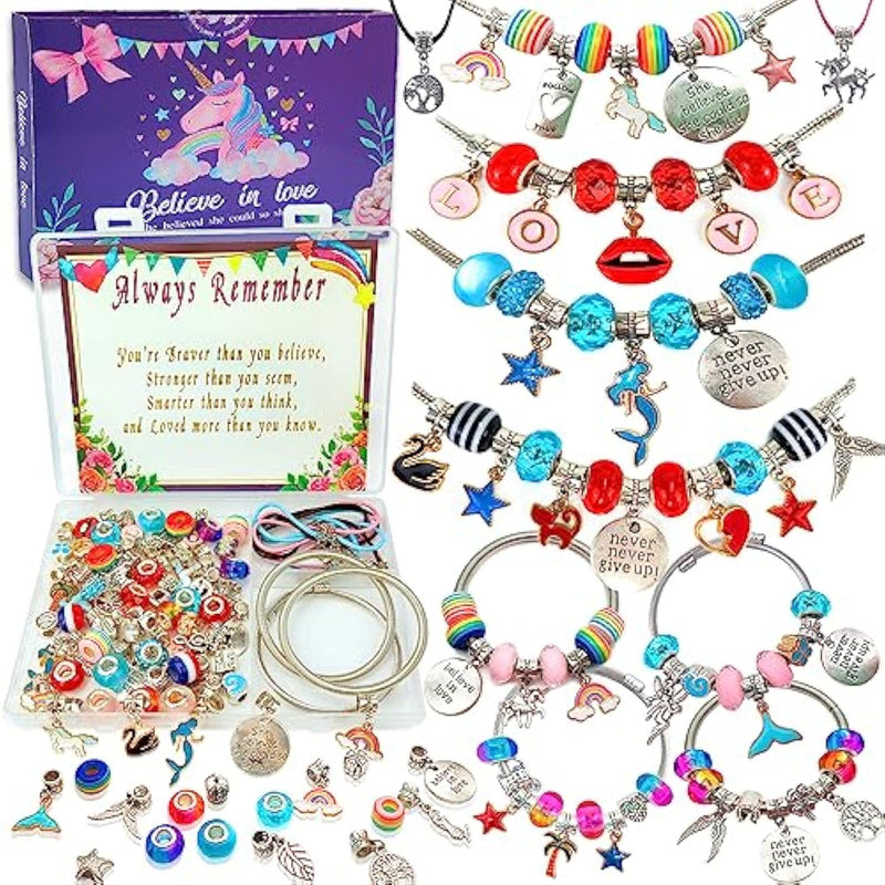 Charm Bracelet/Jewelry Making Kits For Kids Girls,Unicorn Birthday Gifts,Arts Crafts Toys For 5 6 7 8 9 12 Years Old Girls