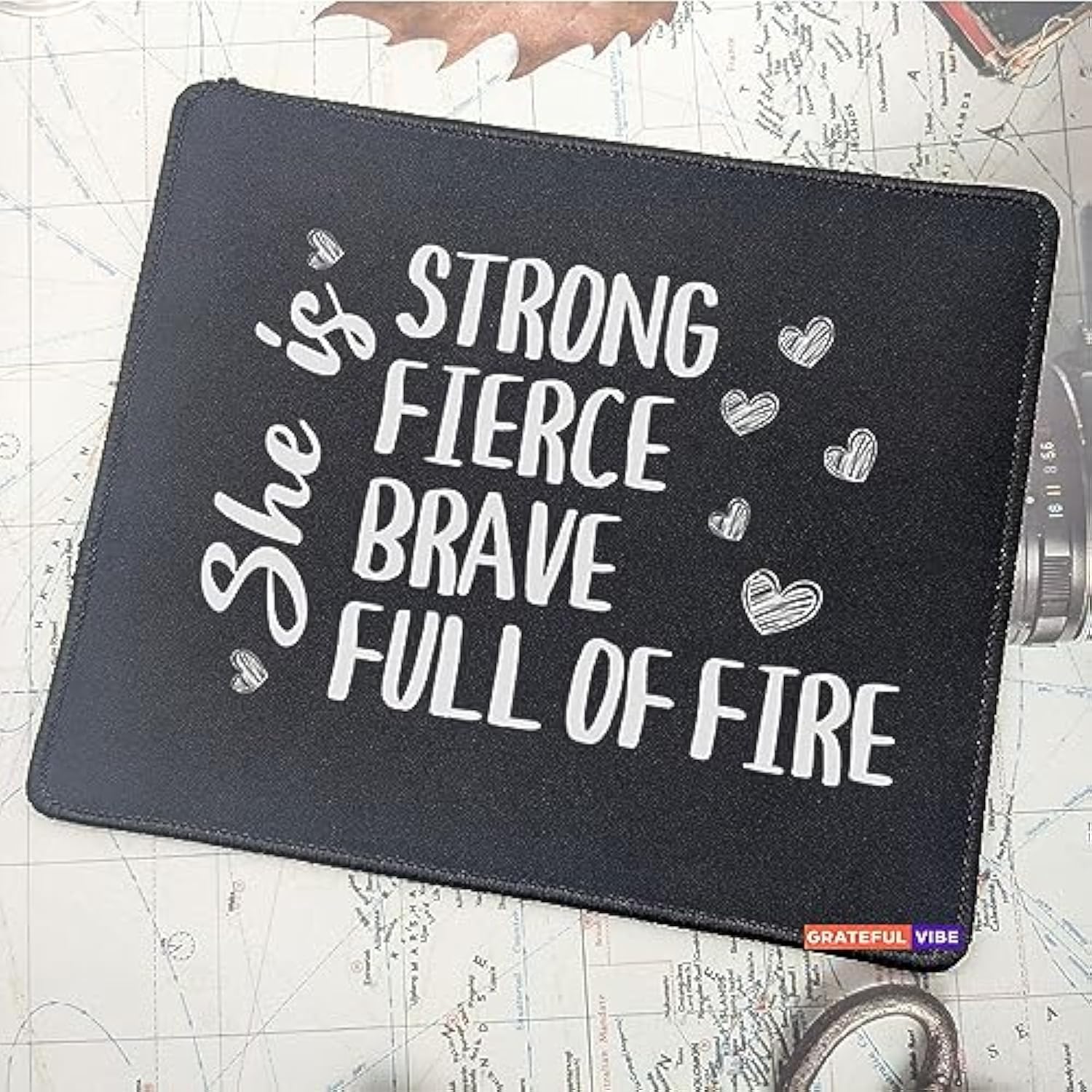 She Is Strong Fierce Brave Full Of Fire Mouse Pad Gifts For Women Boss Lady Mouse Mat Coworkers Sisters Besties Christmas Mousepad Gifts For Women Mom Girls Birthday Mousemat 9.5 Inches