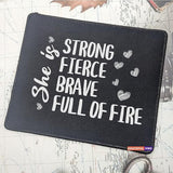She Is Strong Fierce Brave Full Of Fire Mouse Pad Gifts For Women Boss Lady Mouse Mat Coworkers Sisters Besties Christmas Mousepad Gifts For Women Mom Girls Birthday Mousemat 9.5 Inches