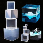 Set Of 4, 3", 2", 1.5", 1", 0.5" Clear Silicone Cube Molds, Large Deep Square Epoxy Resin Mold, Transparent Cube Silicone Molds For Resin Casting