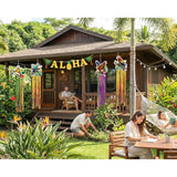 10Pcs Hawaiian Luau Party Decorations - Tropical Birds Hanging Decor With Aloha Banner For Hawaii Summer Outdoor Door Sign Birthday Supplies