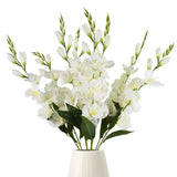 8Pcs Artificial Gladioli Flowers With Long Stem, 30.7In Artificial Orchid Plants Faux Silk Flowers For Wedding Bridal Bouquet Wreath Table Centerpiece Outdoor Décor (White)