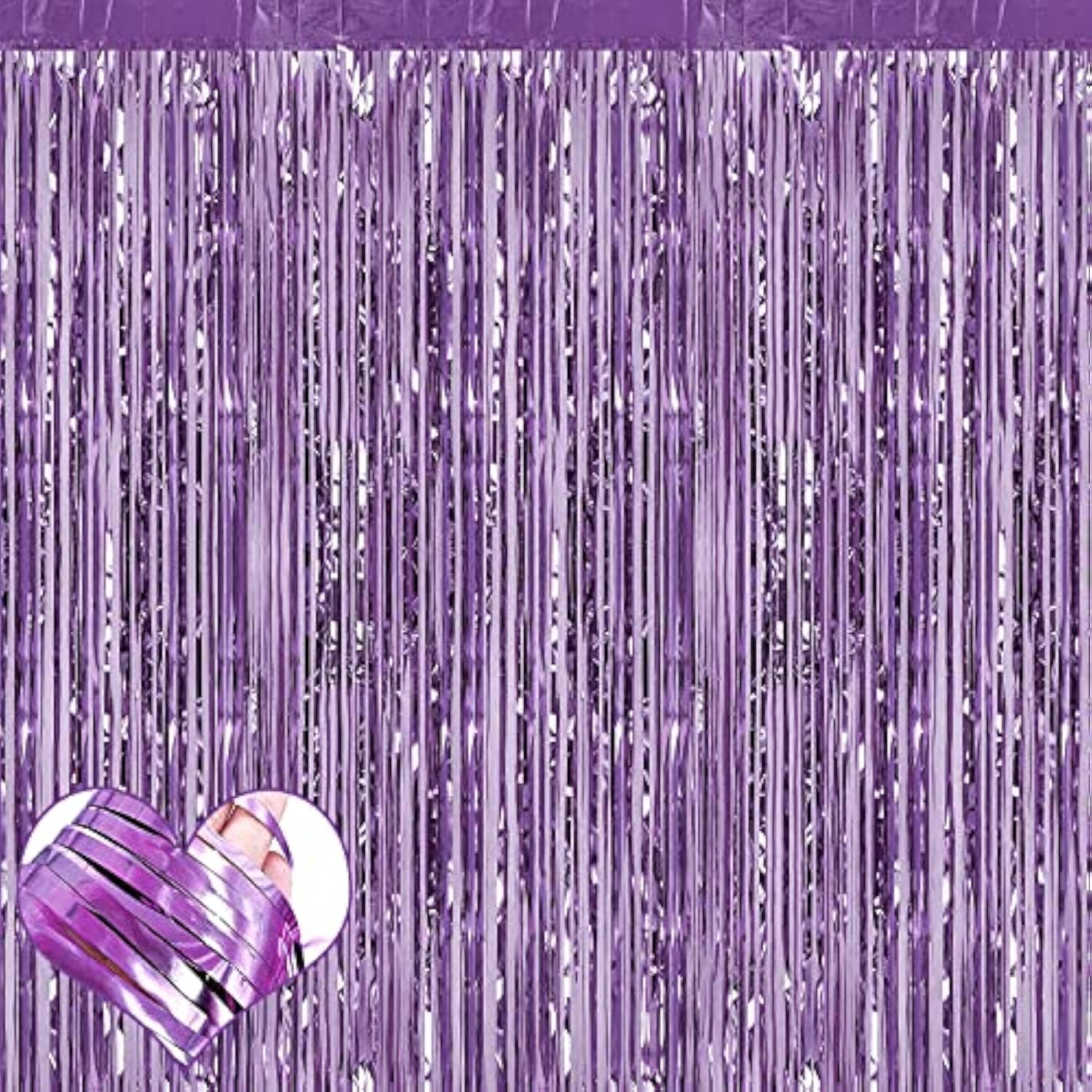 4 Pack Light Purple Fringe Curtain Backdrop, 3.2Ft X 8.2Ft Metallic Tinsel Foil Fringe Streamers Background For Photo Booth Birthday Wedding Baby Shower Carnival Easter Mother’S Day Party Decorations