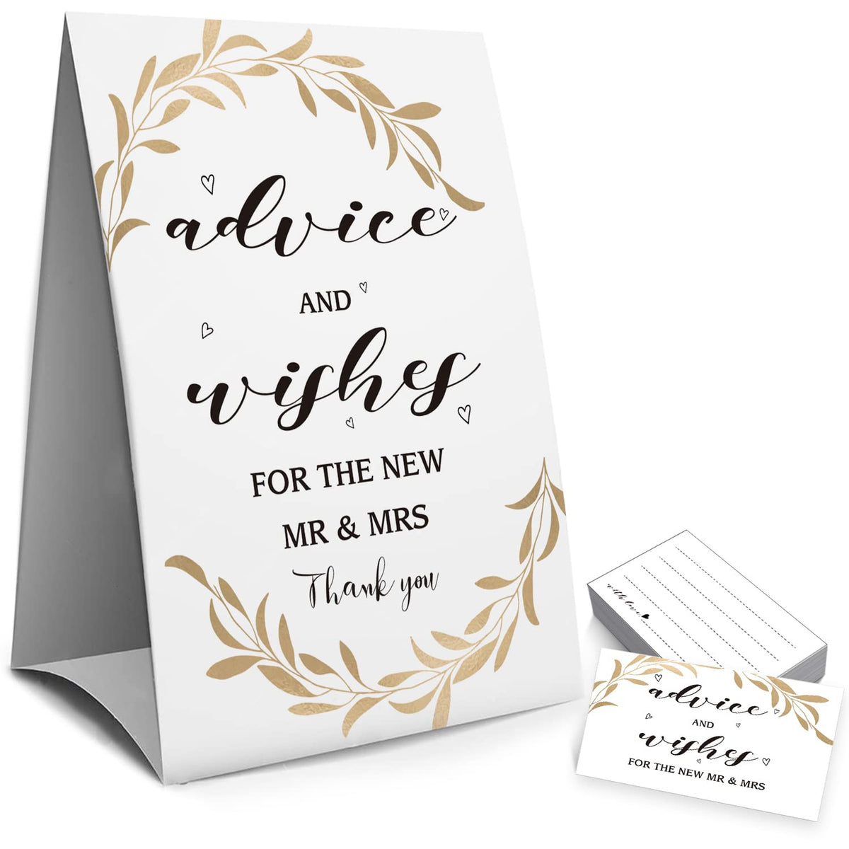 Wedding Advice Sign - Advice And Wishes For The Mr And Mrs, Bridal Shower, Bachelorette Games-1 Sign And 50 Advice Cardsgender Neutral Baby Shower (27D)