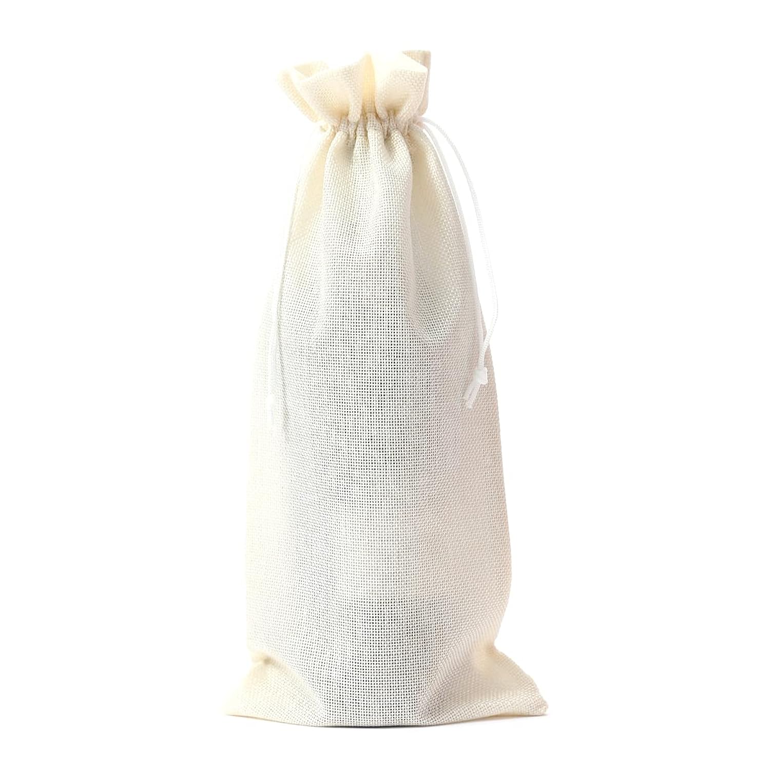 10Pcs Burlap Wine Bags With Drawstring Cream Pouches Jute Wine Bottle Bags For Wedding Party, Birthday, Christmas, Home Storage(6.29 X14.17Inches)