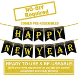 10 Ft Glitter Happy New Year Banner 2026 Pre-Strung Backdrop for Party Decor