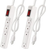 2 Pack Surge Protector Power Strip 4 Outlets 2FT Extension Cord Wall Mount White