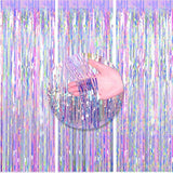 3 Packs Metallic Tinsel Fringe Curtains 3.3x6.6 Ft for Party Photo Booth Decor