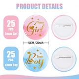 Gender Reveal Button Pins 50Pcs - 2 Inches Team Boy Or Girl Team Boy Team Girl Gender Reveal Pins For Baby Shower Gender Reveal Decorations - 5 Cm
